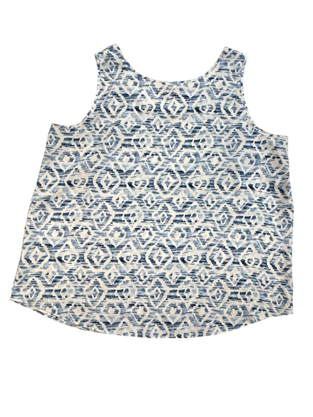 Faded Glory Blue & White Patterned Sleeveless Blouse - Picture 2 of 6